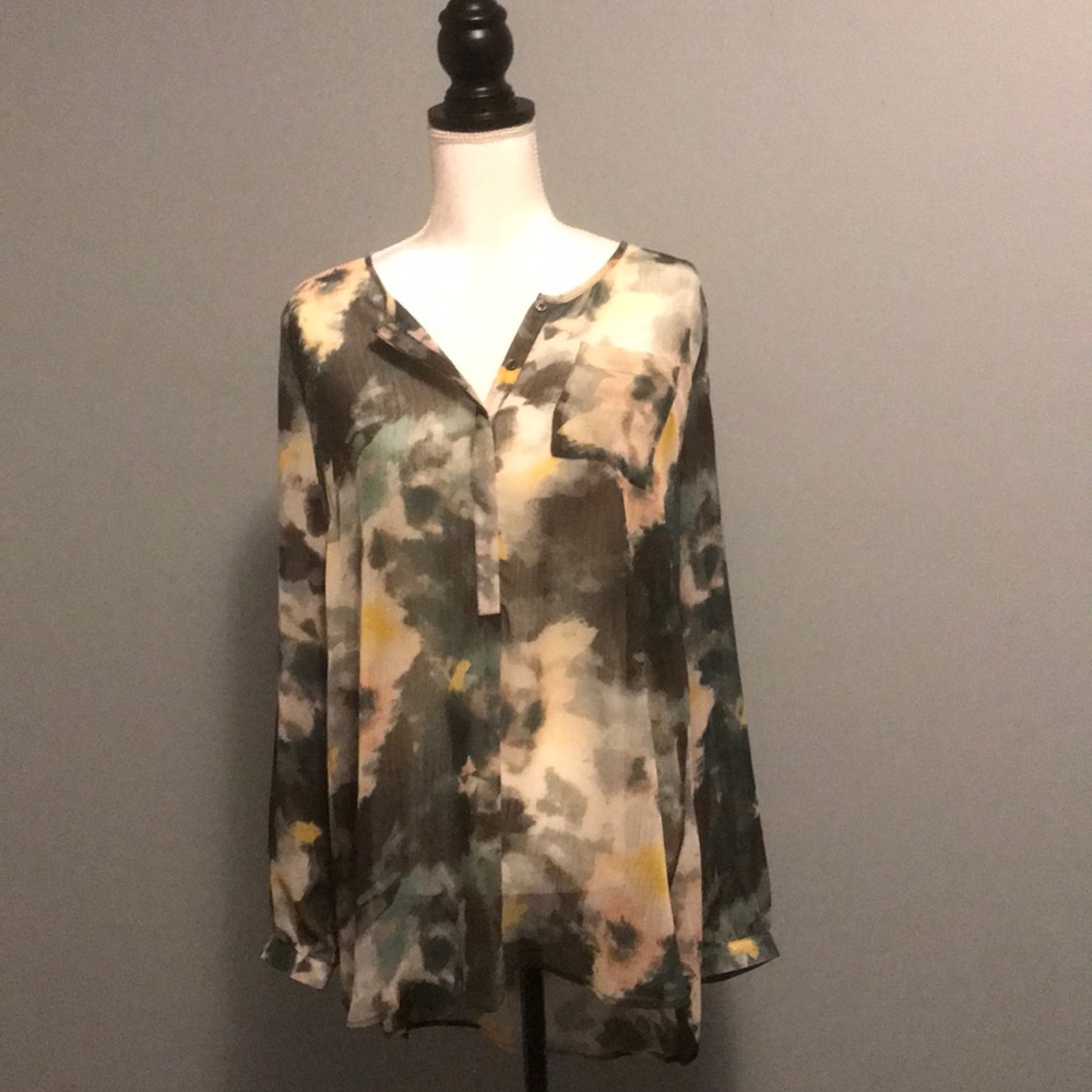 Sheer floral print blouse